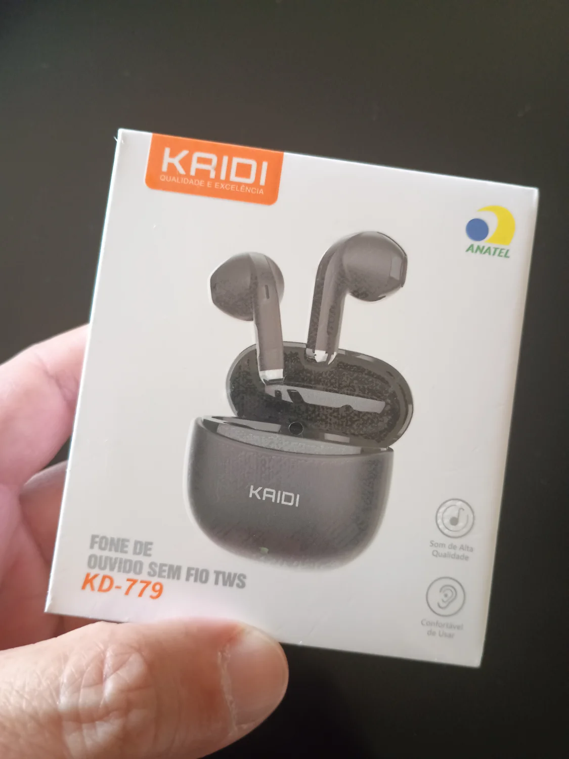 Fone de ouvido bluetooth KAIDI lacrado (Preto). - 1