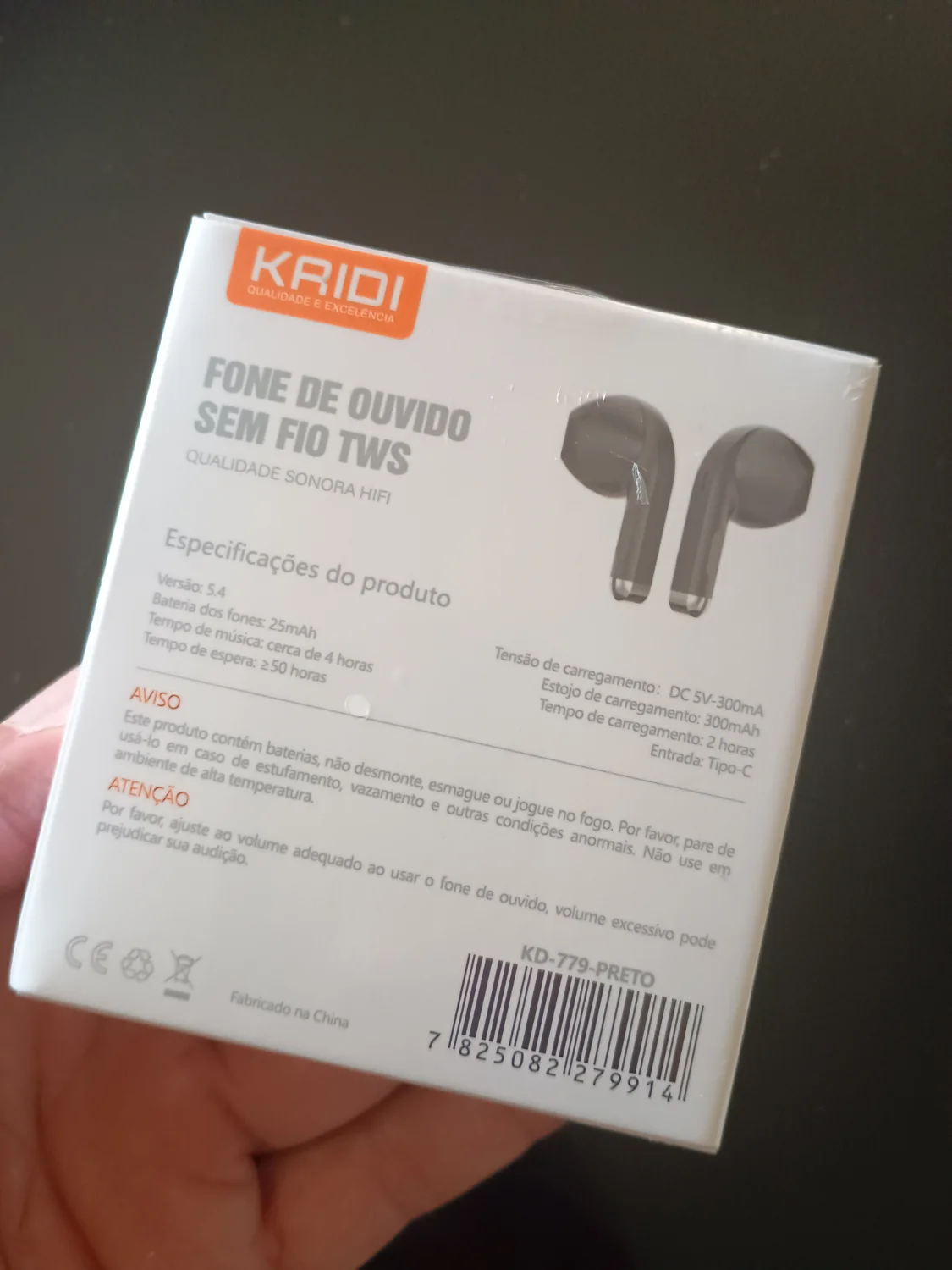 Fone de ouvido bluetooth KAIDI lacrado (Preto). - 2